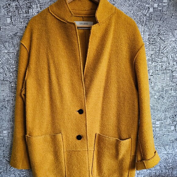 Women’s Zara Basic Overcoat in Mustard - Picture 1 of 3